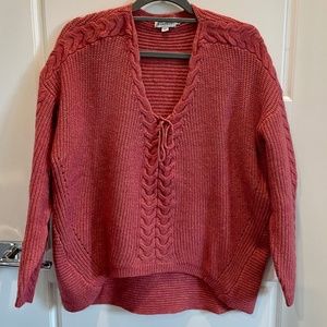 Molly Bracken Cable Knit Sweater, Size S, EUC, Coral